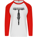 Lifer Behind Bars Funny Cycling Cyclist Mens L/S Baseball T-Shirt White/Red