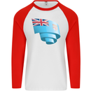 Curled Fiji Flag Fijian Day Football Mens L/S Baseball T-Shirt White/Red