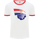 Curled Croatia Flag Croatian Day Football Mens Ringer T-Shirt White/Red