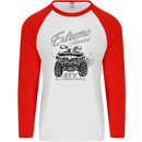 ATV All Terrain Vehicle 4X4 Quad Bike Mens L/S Baseball T-Shirt White/Red