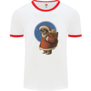 Santa Sloth Funny Christmas Xmas Mens Ringer T-Shirt White/Red