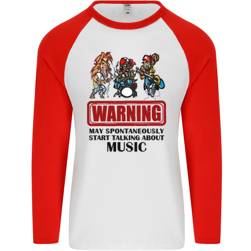 Music Festival Beer Alcohol Gig Dance Rock Mens L/S Baseball T-Shirt White/Red