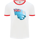 Curled Fiji Flag Fijian Day Football Mens Ringer T-Shirt White/Red