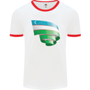 Curled Uzbekistan Flag Ukbek Day Football Mens Ringer T-Shirt White/Red