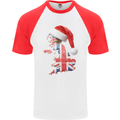 Christmas Great Britain UK Union Jack Flag Xmas Mens S/S Baseball T-Shirt White/Red
