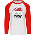 Torn Iraq Flag Iraqi Day Football Mens L/S Baseball T-Shirt White/Red