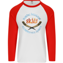 Skal The Vikings Alcohol Beer Nordic Odin Mens L/S Baseball T-Shirt White/Red