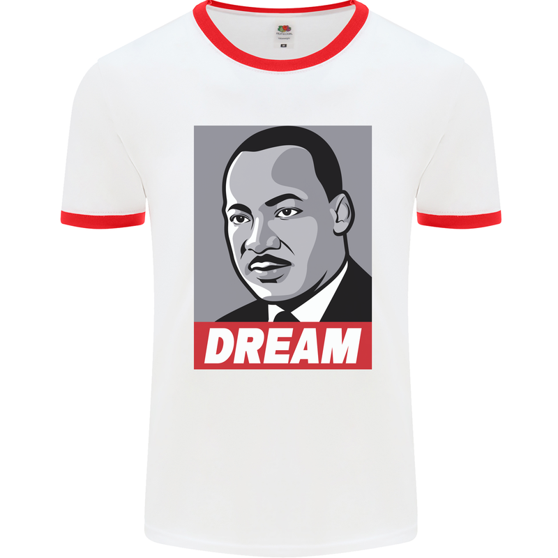 Dream Martin Luther King Black Lives Matter Mens Ringer T-Shirt White/Red