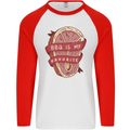 BBQ is My Favourite Funny Steak Grill Braai Mens L/S Baseball T-Shirt White/Red