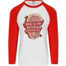 BBQ is My Favourite Funny Steak Grill Braai Mens L/S Baseball T-Shirt White/Red