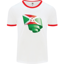 Curled Burundi Flag Burundians Day Football Mens Ringer T-Shirt White/Red