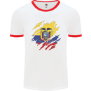 Torn Ecuador Flag Ecuadorian Day Football Mens Ringer T-Shirt White/Red