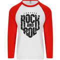 Forever Rock and Roll Music Mens L/S Baseball T-Shirt White/Red