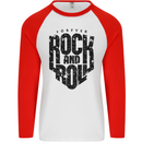 Forever Rock and Roll Music Mens L/S Baseball T-Shirt White/Red