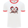 Christmas Piglets Wearing Xmas Hats Pig Mens Ringer T-Shirt White/Red