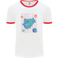 Kawaii Axolotl in Space Mens Ringer T-Shirt White/Red