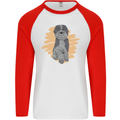 Aussie Doodle Mens L/S Baseball T-Shirt White/Red