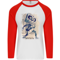 Love Music Rock n Roll Guitar Mens L/S Baseball T-Shirt White/Red