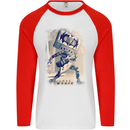 Love Music Rock n Roll Guitar Mens L/S Baseball T-Shirt White/Red