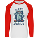 I Am the Avalanche Funny Snowboarding Mens L/S Baseball T-Shirt White/Red