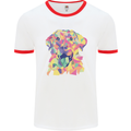 Abstract Labrador Dog Mens Ringer T-Shirt White/Red