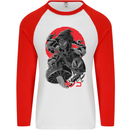 Magic Mushrooms Weed Japanese Alien Mens L/S Baseball T-Shirt White/Red