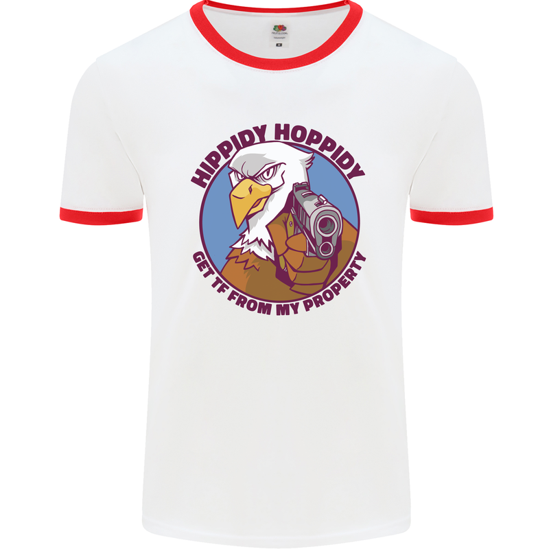 Hippidy Hoppidy Get Off My Property Gun Rights Mens Ringer T-Shirt White/Red