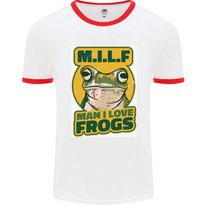 MILF Man I Love Frogs Mens Ringer T-Shirt White/Red