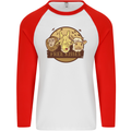 Free Kisses Animals Cow Monkey Giraffe Mens L/S Baseball T-Shirt White/Red
