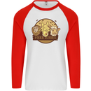 Free Kisses Animals Cow Monkey Giraffe Mens L/S Baseball T-Shirt White/Red