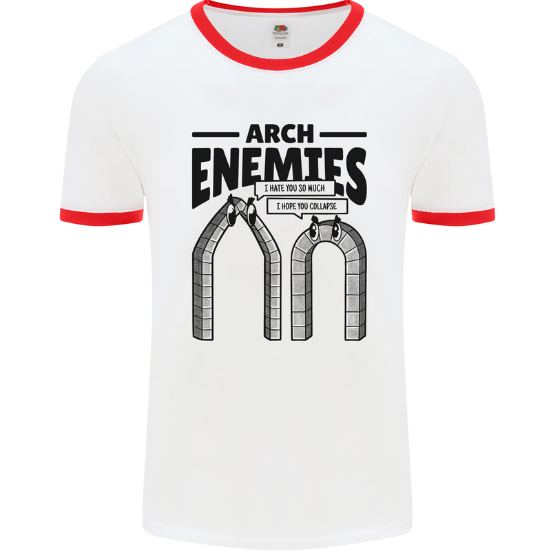 Arch Enemies Funny Architect Builder Mens Ringer T-Shirt White/Red