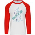 A Snowboarding Figure Snowboarder Mens L/S Baseball T-Shirt White/Red