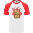 Christmas Yorkshire Terrier Xmas Yorkie Dog Mens S/S Baseball T-Shirt White/Red