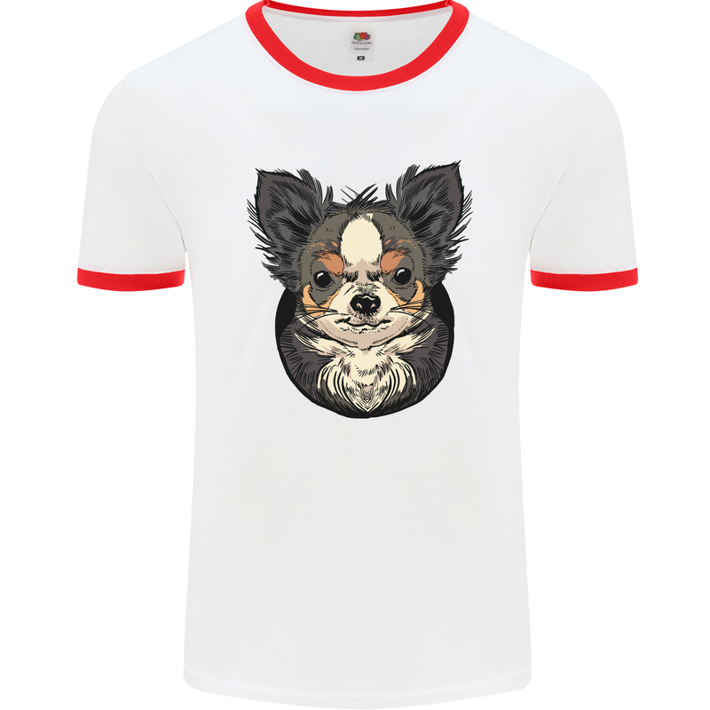 Angry Chihuahua Mens Ringer T-Shirt White/Red