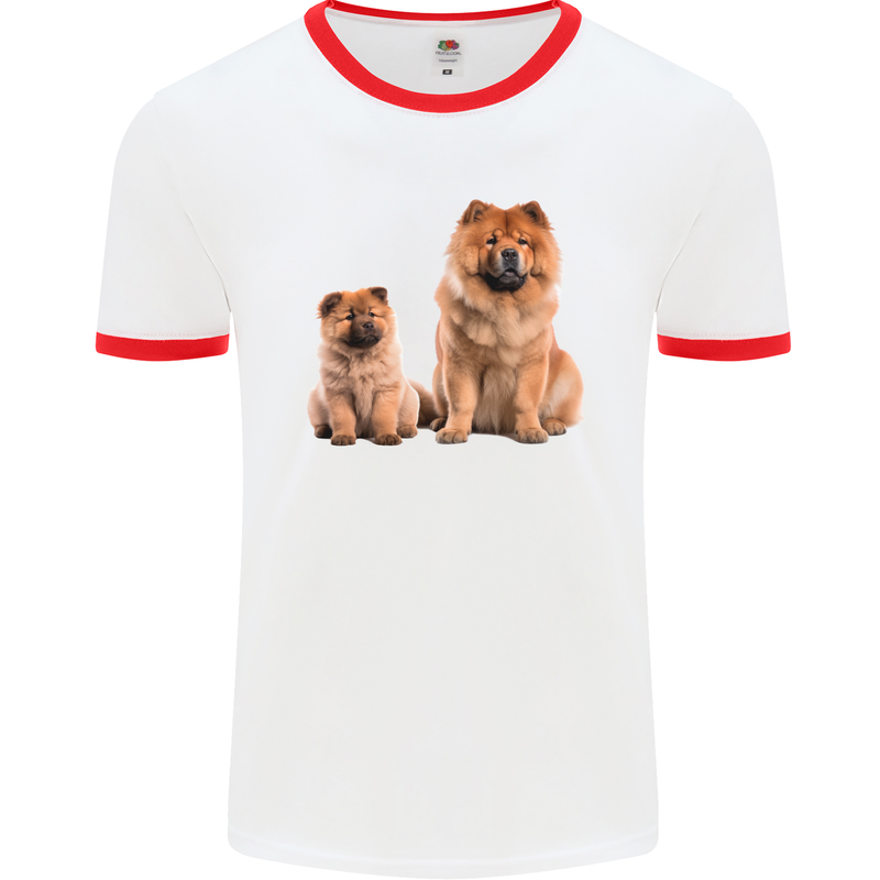 Chow Chows Dog Puppy Mens Ringer T-Shirt White/Red