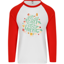 Stay Trippy Hippy Magic Mushrooms Drugs Mens L/S Baseball T-Shirt White/Red