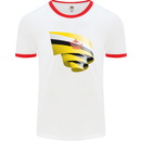 Curled Brunei Flag Bruneian Day Football Mens Ringer T-Shirt White/Red