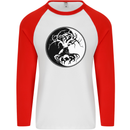 Yggdrasil Tree Mens L/S Baseball T-Shirt White/Red