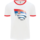 Curled Serbia Flag Serbia Day Football Mens Ringer T-Shirt White/Red