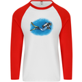 Ocean Scuba Diver Scuba Diving Mens L/S Baseball T-Shirt White/Red