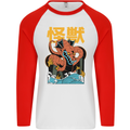 Kaiju Dragon King Ghidorah Japanese Monster Mens L/S Baseball T-Shirt White/Red