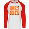 Love Periodic Table Chemistry Geek Funny Mens L/S Baseball T-Shirt White/Red