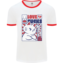 Cat Love Sucks Anti Valentines Singles Day Mens Ringer T-Shirt White/Red