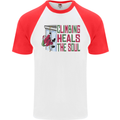 Climbing Heals the Soul Funny Christmas Xmas Rock Mens S/S Baseball T-Shirt White/Red