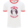 HO HO HO Funny Christmas Cat Xmas Meow Mens Ringer T-Shirt White/Red