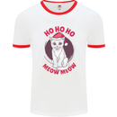 HO HO HO Funny Christmas Cat Xmas Meow Mens Ringer T-Shirt White/Red