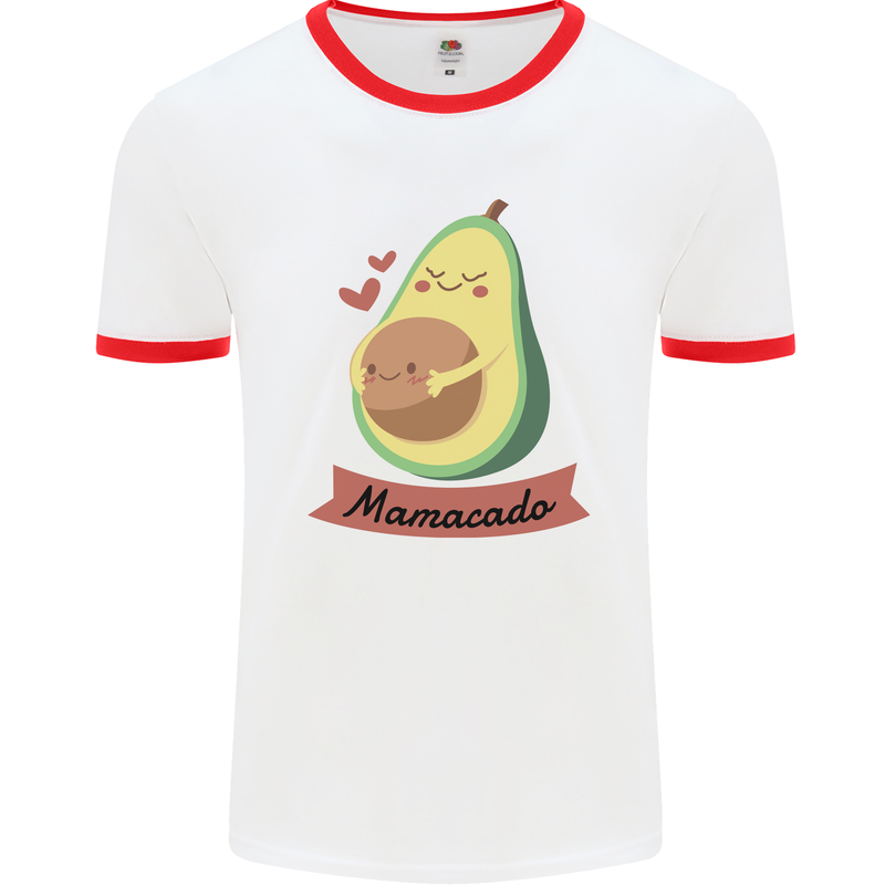 Mamacado New Baby Pregnancy Pregnant Mens Ringer T-Shirt White/Red