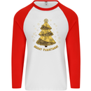 Steampunk Christmas Tree Mens L/S Baseball T-Shirt White/Red