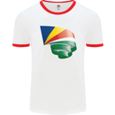 Curled Seychelles Flag Seychellois Day Football Mens Ringer T-Shirt White/Red