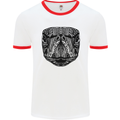 A Mandala Turtle Head Tribal Tortoise Mens Ringer T-Shirt White/Red